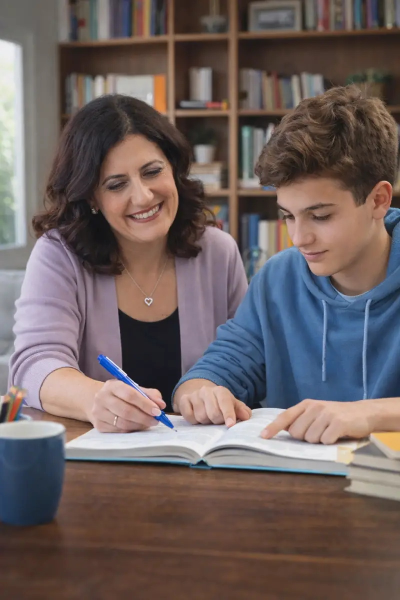 Lezione individuale di inglese con insegnante e studente durante l’anno scolastico